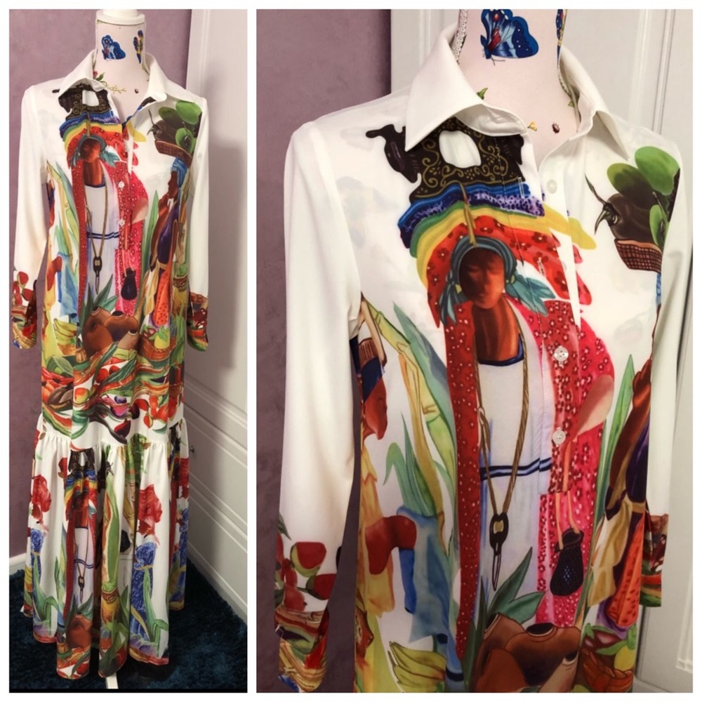 💐 The Delaina Colorful Silk Flowing Dress - Picture 5 of 6